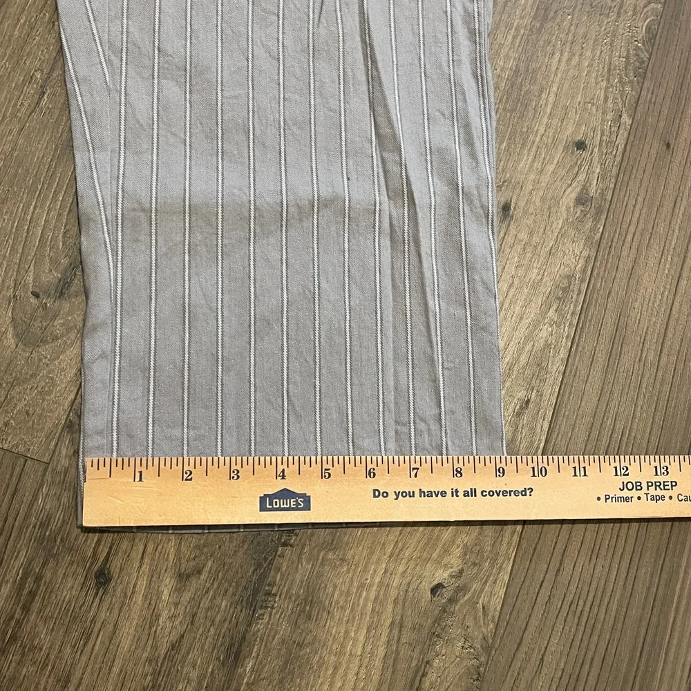 J.Jill Grey White Striped Linen Blend Wide Leg Crop Pants 16 Petite WPT218712